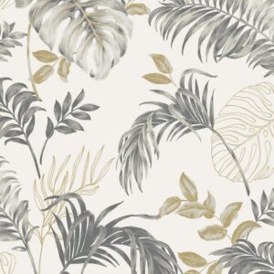 Papier Peint Feuillage Allison Gris
